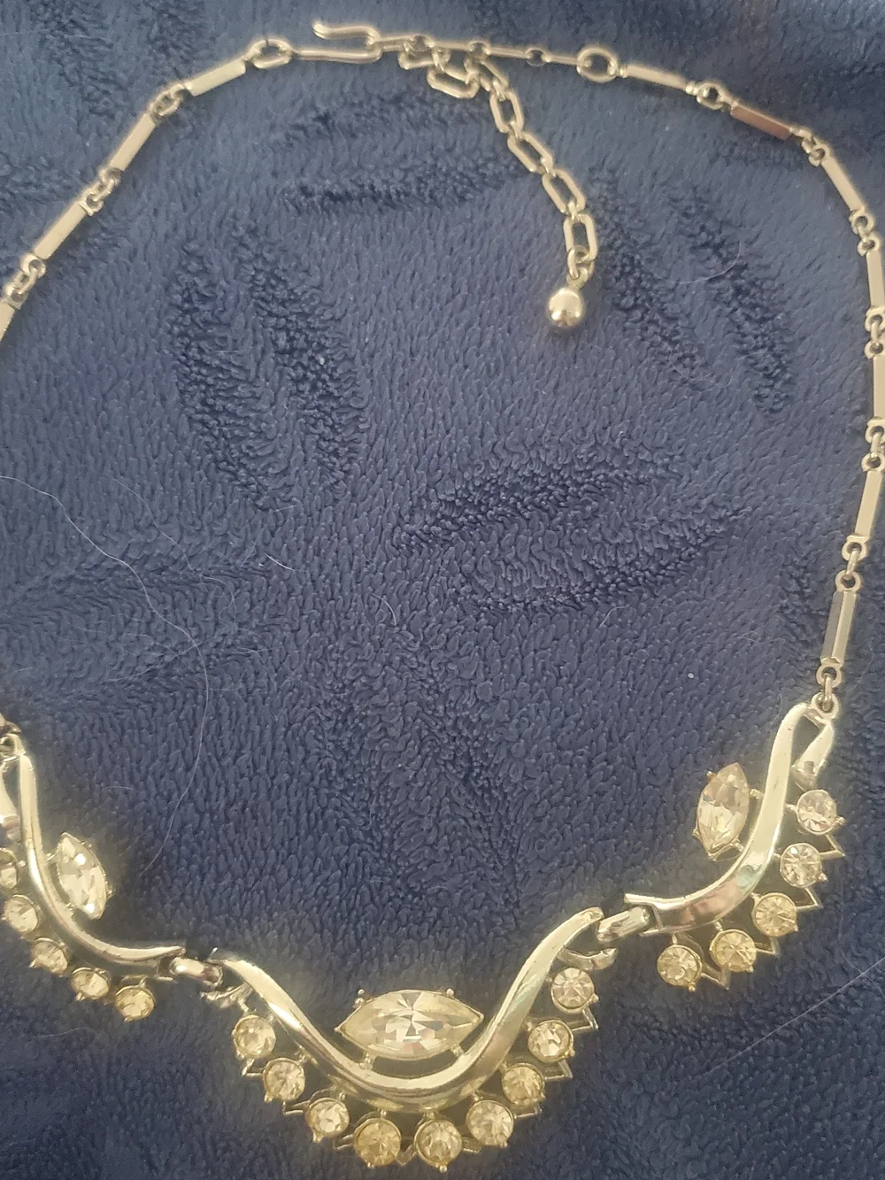 Coro Silver-Tone Crystal Wave Necklace